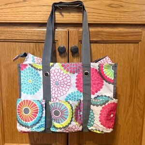 Thirty One Zip top Organizing Utility Tote in Bubble Bloom